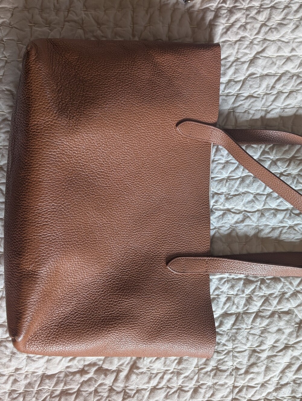 Cuyana Brown Leather Tote Bag - Classic Structured Tote - Picture 3 of 10